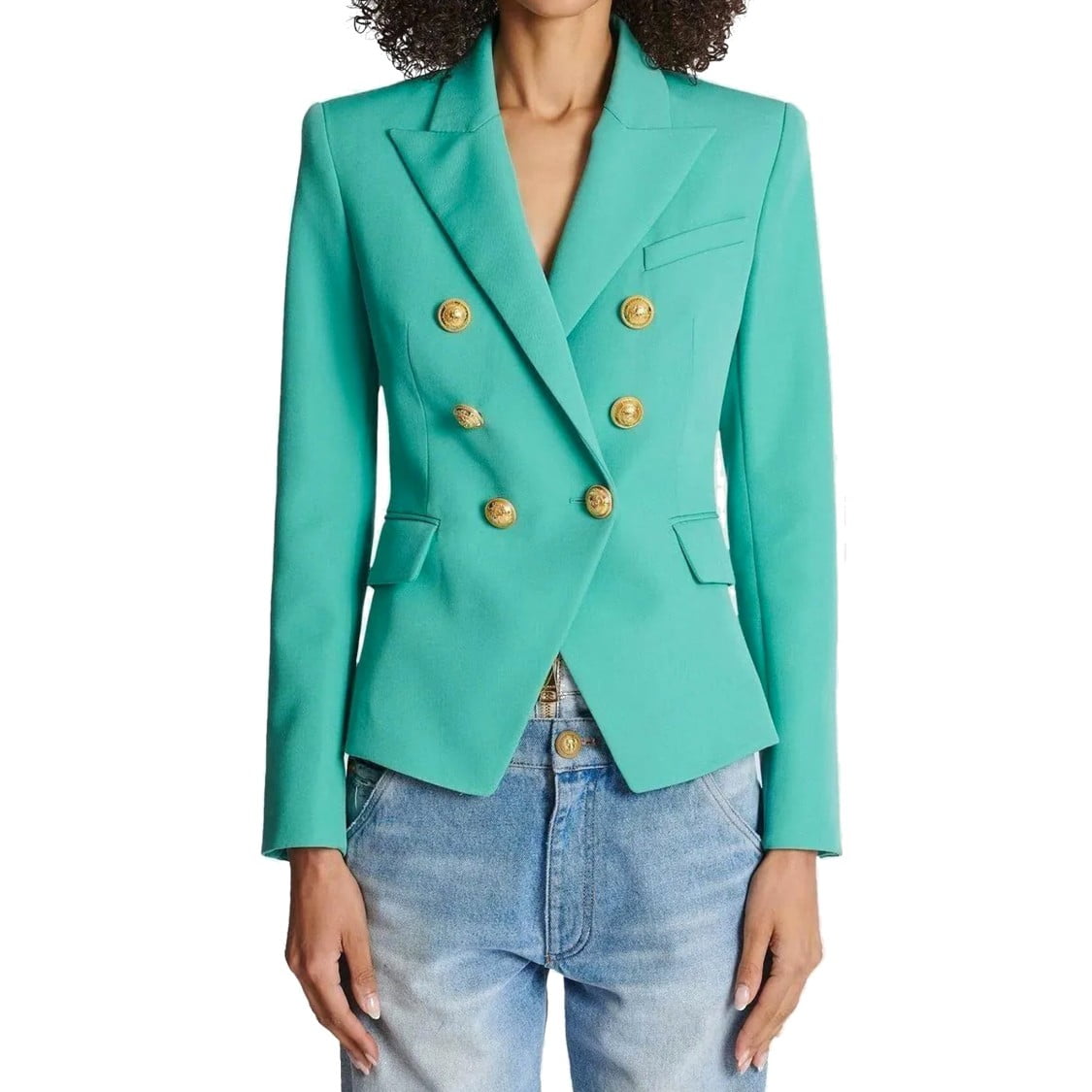 Balmain Female Green Double Breasted Blazer Green Sizes IT 34 64 Walmart