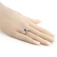 thumbnail image 3 of Gem Stone King 18K Rose Gold Plated Silver 3-Stone Ring Heart Shape Persian Blue and White Moissanite (2.40 Cttw, Size 7), 3 of 3