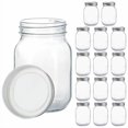 thumbnail image 1 of Mason Jars YINGERHUAN de vidrio transparente de 480 ml con tapas de metal plateado, 1 of 8