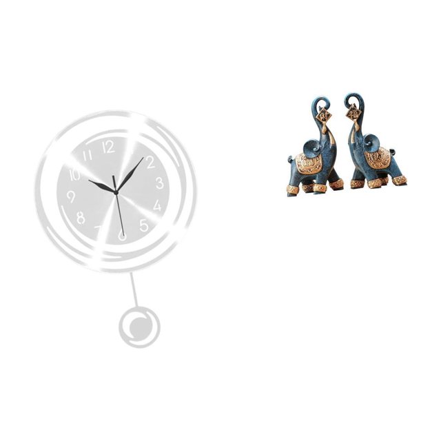 Reloj de pared acrílico con números arábigos y moderna escultura de elefante de resina para cocina, estudio, granja, hogar, oficina.
