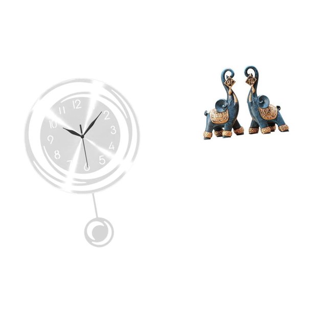 Reloj de pared,Reloj de pared decorativo para baño y dormitorio.,Figura de elefante,Figuras de elefantes,estatuas,adornos de animales,Escultura coleccionable para dormitorio,decoración del