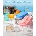 thumbnail image 4 of 2-Pack Large Silicone Ice Cube Trays with Lid – 16 Big 2" Square Cubes, Slow-Melting for Whisky/Cocktail, Leak-Proof, Stackable – BPA-Free, Easy Release – Black/Gray/Pink/Blue/Green, 4 of 8