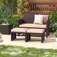 thumbnail image 7 of JOIVI 3 Piece Outdoor Loveseat, Patio Furniture Set with Ottoman, Brown Rattan, Beige Cushion, 7 of 7