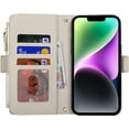 thumbnail image 3 of for iPhone 14 Wallet case,iPhone 14 Phone case with Zipper Card Holders for Women Slots Crossbody Flip Folio Book Cover with Credit Card Holder Men case - White, 3 of 13