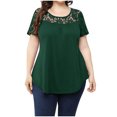 thumbnail image 2 of Pntutb Moda Mujer Causal Cuello Redondo Blusa Sólida Encaje Manga Corta Camiseta Verano Tallas Grandes tops Pntutb Pntutb-2539, 2 of 9