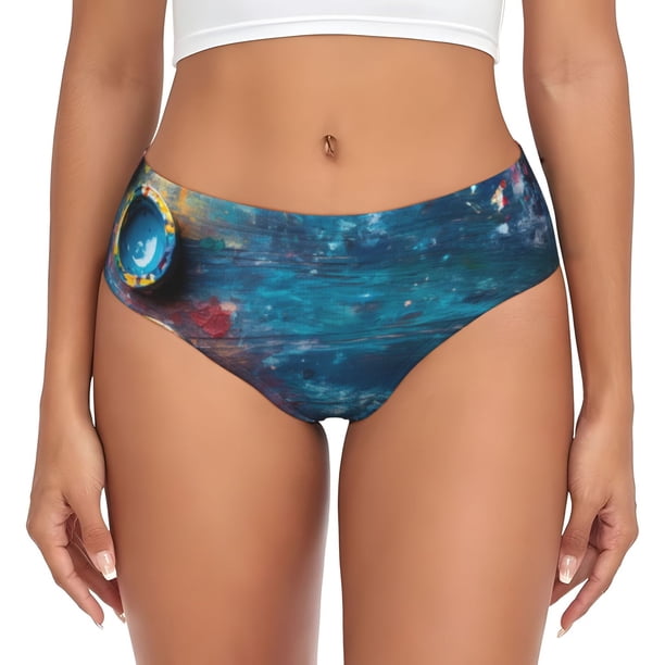 Fotbe Abstract Colorful Art Supplies Calzones Estampados para Mujer – Ropa Interior de Algodón, Cómoda, Suave y Elástica-XX-Large