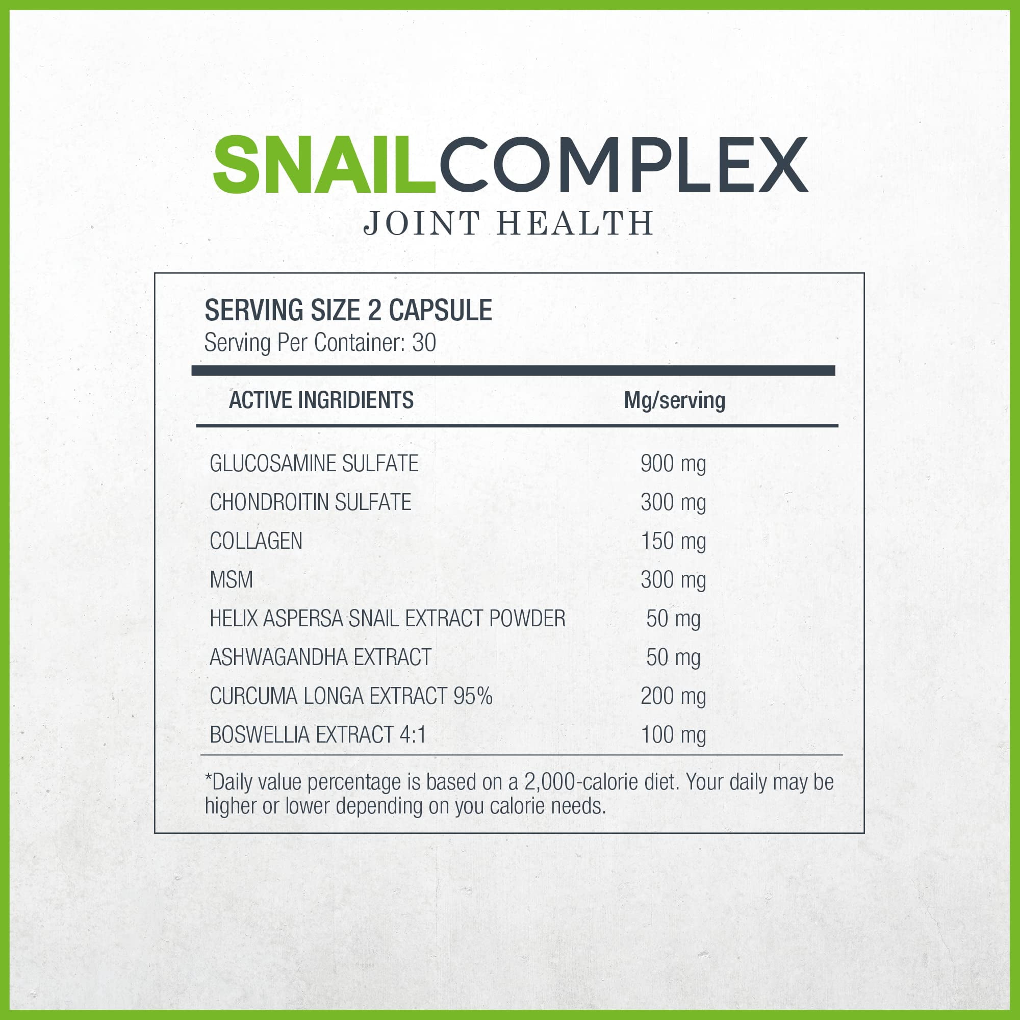 VITASEI Snail Complex Collagen Joint Support Supplement for Women & Men, Supports Mobility & Flexibility, Organic Dietary MSM Supplement, Non-GMO, Gluten-Free - 60 Pills (Pack of 2)