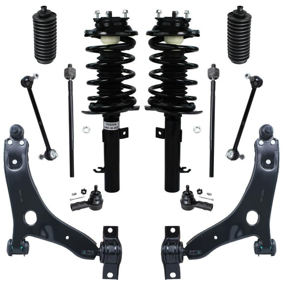 Detroit Axle - 2.0L Front End Suspension Kit for Ford Focus 2006-2007, Struts Lower Control Arms w/Ball Joint Tie Rods Boots Sway Bars Replacement Ready Struts Shocks Assembly