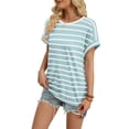 thumbnail image 4 of Ronuti Womens Tshirts Short Sleeve Fashion Shirts Summer Tops Fashion Womens Clothes Womens Striped Tshirt, 4 of 8