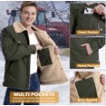 thumbnail image 6 of MANSDOUR Men's Winter Fleece lined Jacket Cotton Warm Sherpa Cargo Jackets Thermal Lapel Trucker Work Coat Army Green L, 6 of 7