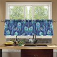 thumbnail image 3 of Ryvnso Peacock Feathers Artistic Curtains Sets Short Curtain Rod Pocket Half Window Cafe Farmhouse Tier 2 Panels 57"W x 24"L, 3 of 7