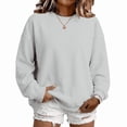 thumbnail image 3 of Fall Sweatshirts for Women Casual Crewneck Long Sleeve Cute tops Oversized Pullover Solid Color Loose Fashion Sweatshirts, 3 of 6