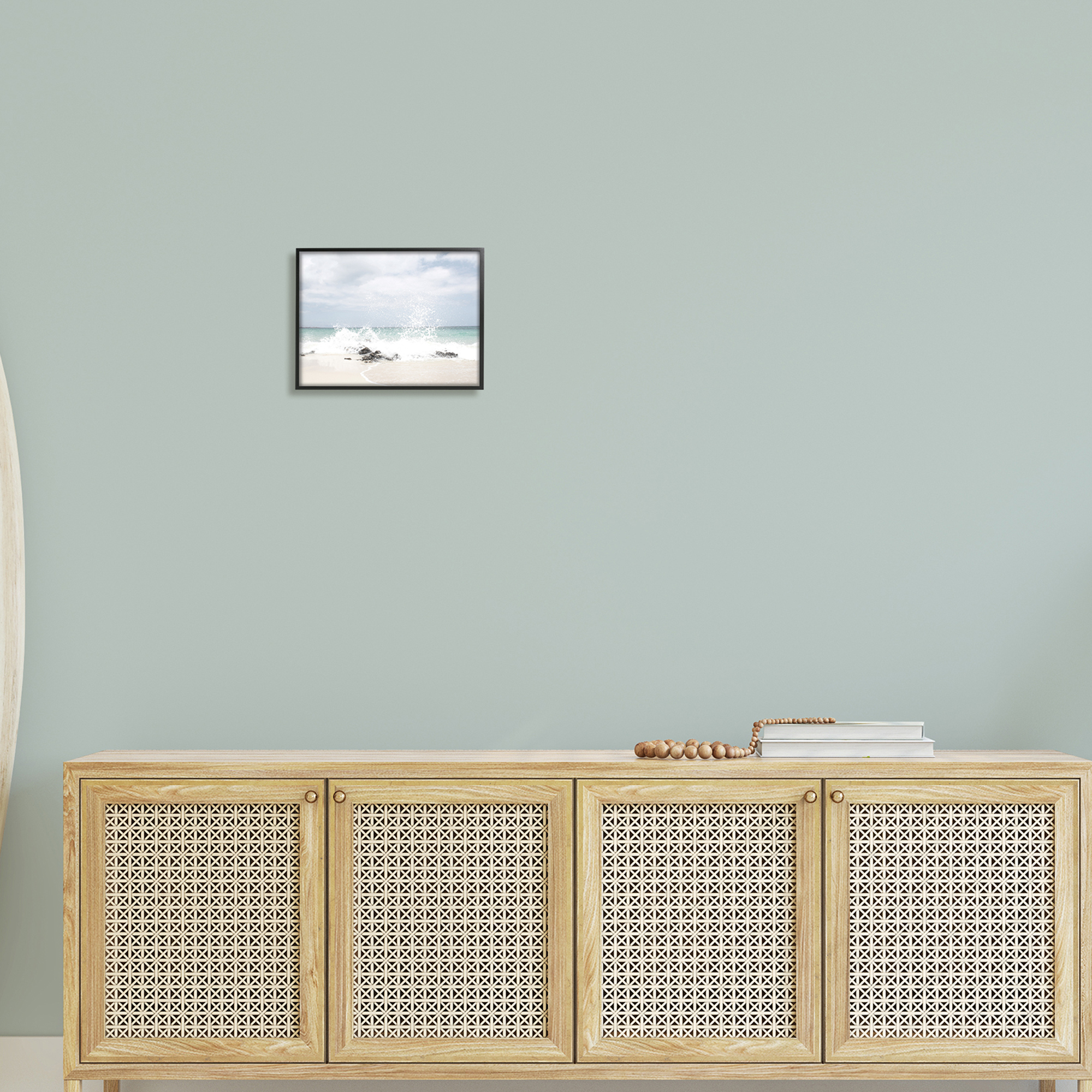 Stupell Industries Tropical Sea Coast Wave Splash Rocky Sand Beach,14 x 11, Design by Leah Straatsma