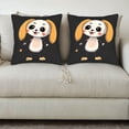 thumbnail image 3 of Set of 2 18x18in Throw Pillow Covers - Cute Cartoon Dog Design with Expressive Eyes Perfect for Couch Bed or Car Decor, 3 of 8