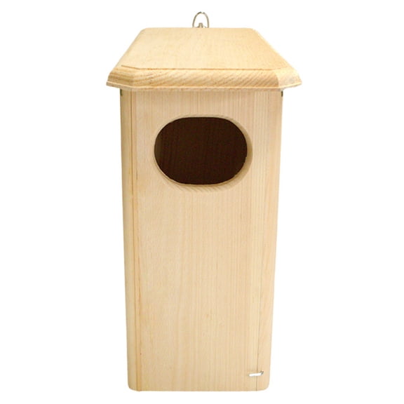 Bird Habitats Wood Duck House | Durable 1" Pine Nest Box with Oval Entry, Built-In Ladder & Side Clean-Out | Includes Wood Chips, Ventilation & Drainage | 17"x7.5"x15" Handcrafted USA Duck Shelter