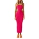 thumbnail image 2 of Vestido tubo ajustado para mujer, sin tirantes, con abertura lateral y ribete de color en contraste., 2 of 7