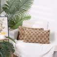 thumbnail image 6 of REGALWOVEN Pack of 2 Faux Fur Soft Plaid Decorative Throw Pillow Covers Square Plush Pillowcase Brown 12" x 20", 6 of 6