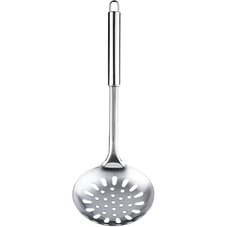 

Classic Stainless Steel Skimmer Kitchen Ladle with Comfortable Handle Kitchen Utensil Flat Ladle Spoon-Colander