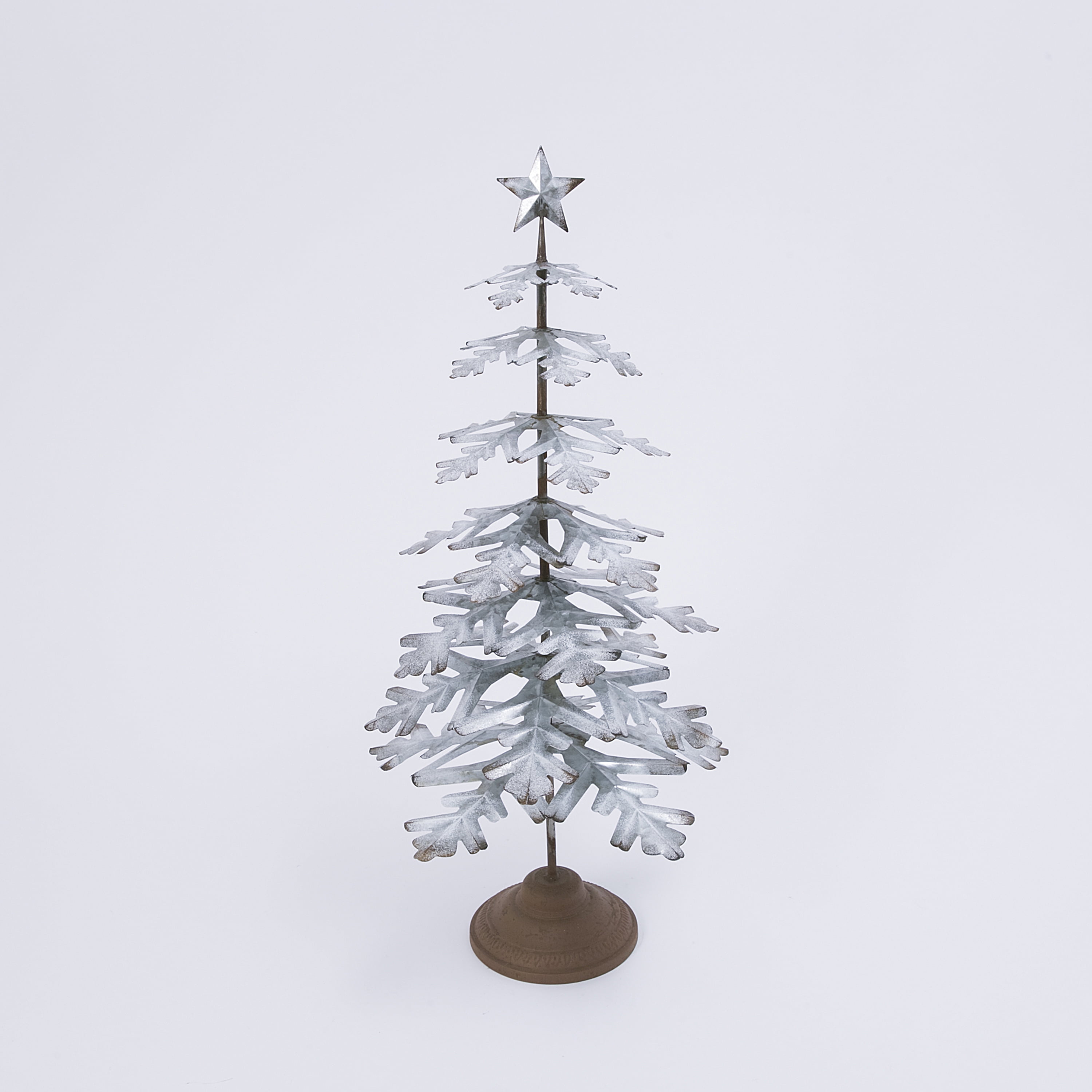 Gerson 33-Inch High Galvanized Metal Tabletop Evergreen Tree with Star ...