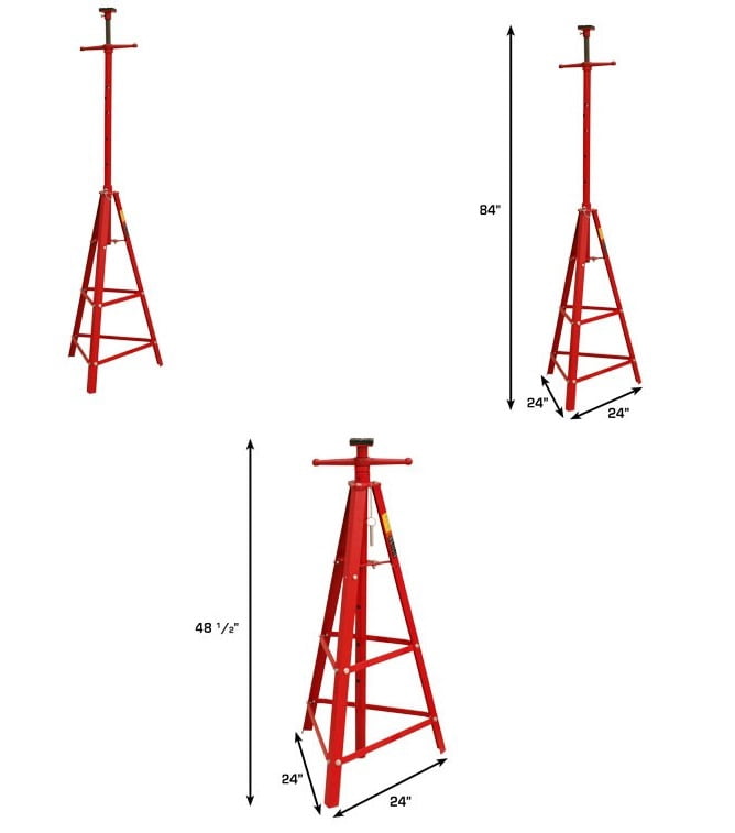 Stark USA 2 Ton Automotive Under Hoist Tripod Stand For Garages, Repair Shops, and DIY, 44000LB Capacity, Support Range 49"-84", Heavy Duty Steel, 24" Base, 3.25" Saddle