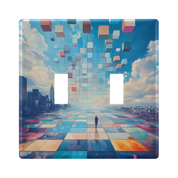 2 Gang Light Switch Cover Plate Endless Square Wall Plate Decorate Electrical Outlet Cover Plates 4.56”x4.48”
