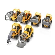 6 Set Toy Construction Vehicles, Assorted Trucks Mini Car Toy, Friction Powered Push & Play Engineering Vehicles