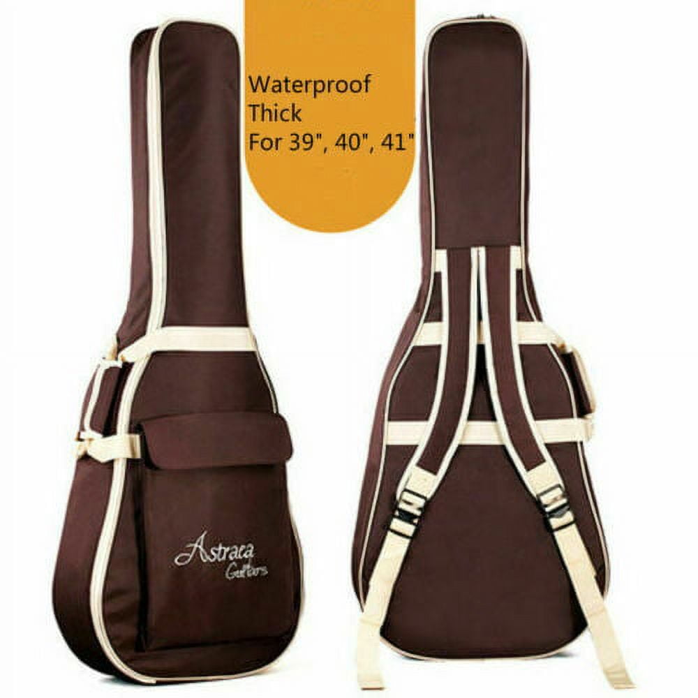 SHANNA 40 41 Inch Acoustic Guitar Bag Waterproof Thicken Padded Bag Advanced Guitar Case with Double Strap and Outer Pockets (Brown)
