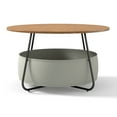 thumbnail image 6 of Manora Coffee Table with Fabric Basket Storage, Round Center Table for Living Room, Brown, 6 of 8