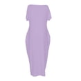 thumbnail image 4 of Delconic Women’s Loose Fit Maxi Dress Off Shoulder Short Sleeve Casual Long Dress Soft Lightweight Fabric for Everyday Wear Light Purple 2XL, 4 of 6