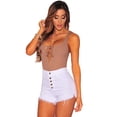 thumbnail image 4 of Aayomet Shorts Athlétiques pour Femmes avec Poignets à Franges Super Courts en Denim (Blanc, m), 4 of 5