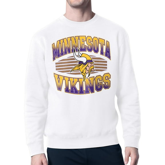 Men's Starter White Minnesota Vikings Team Grit Graphic Fleece Pullover Sweatshirt