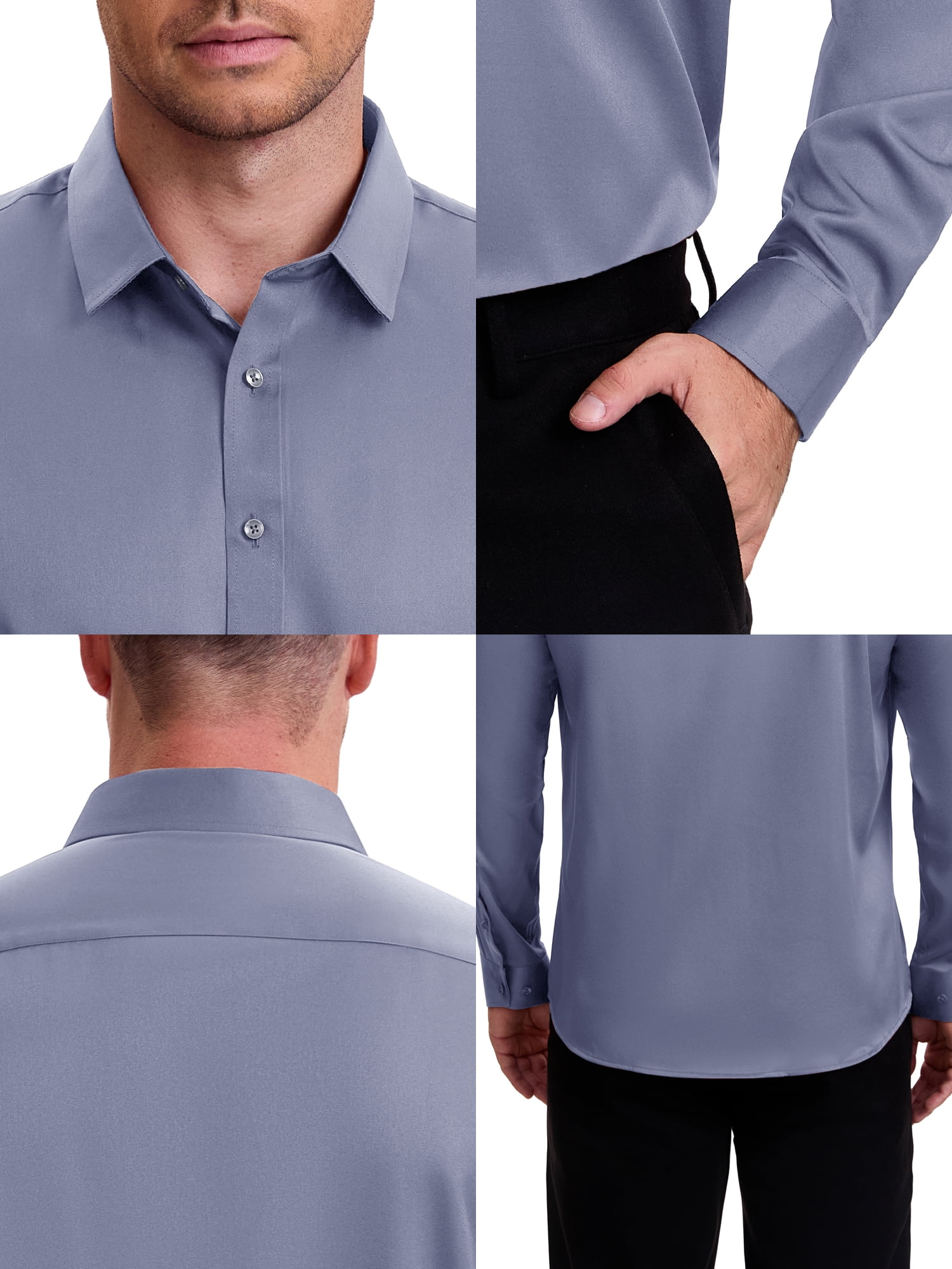 DARING DIVA Men's Point Collar Long Sleeve Button Down Formal Shirts XL Dark Gray