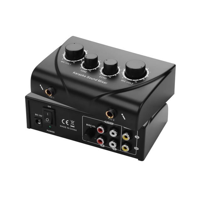 CERRXIAN Karaoke Sound Mixer, Dual MIC Input with Echo Control Compatible with TV, Computer, Smartphone & Tablet for Hom