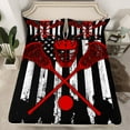 thumbnail image 2 of Homewish Lacrosse Sport Game Queen Sheet Sets,American Flage Print Flat Sheet,Red White Black Queen Fitted Sheet For Boys Kids,Breathable Home Decor,4 Pieces, 2 of 7