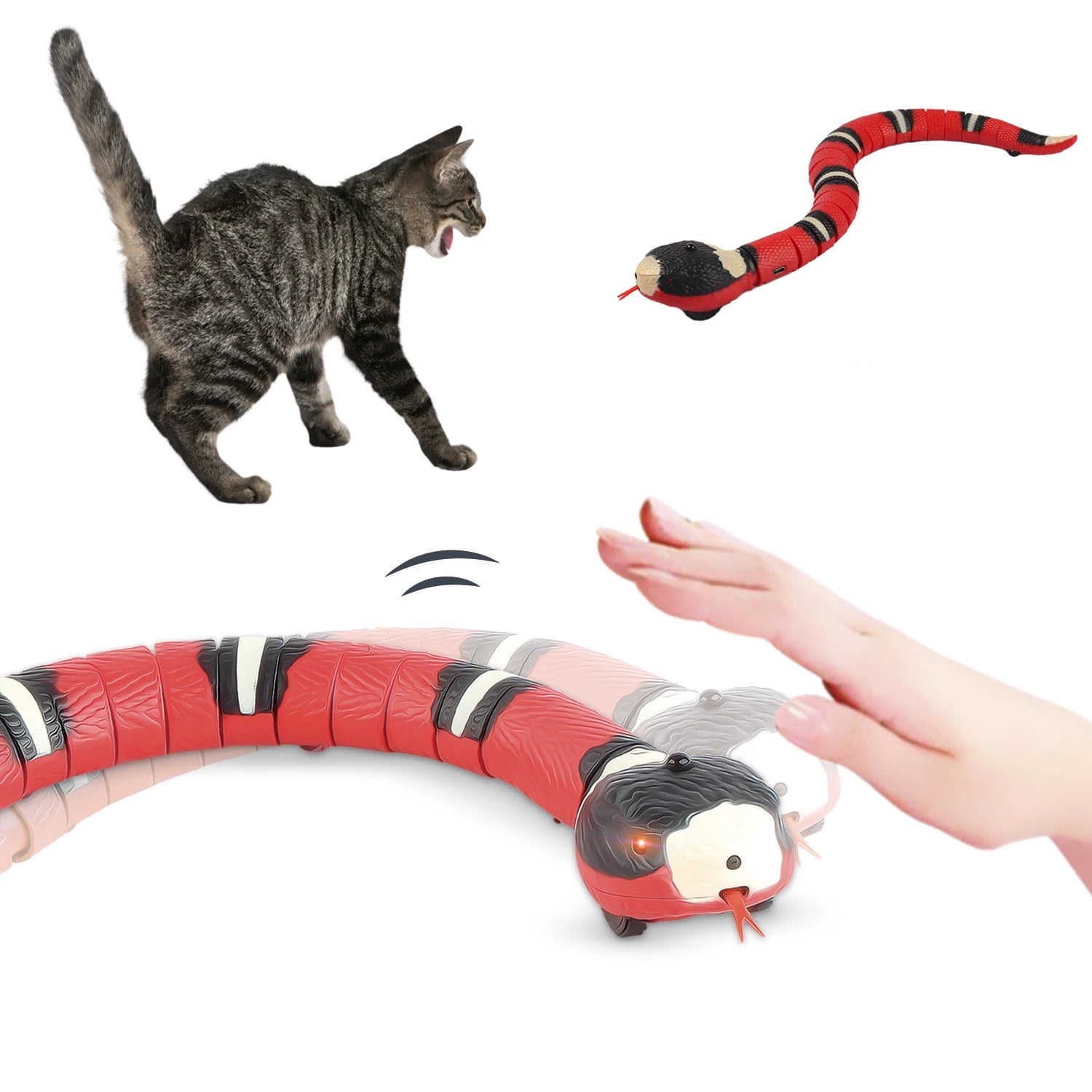 Remote Control Naja Snake Toy Electric Snake Toy for Kids rc Snake Toy for  Cats Rechargeable Realistic Cobra Snake for Pranks (Black)