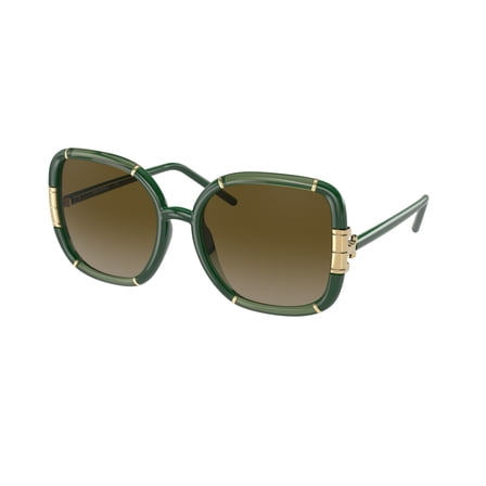 Tory Burch TY 9071U Plastic Womens Square Sunglasses Transparent Olive/Olive 57mm Adult