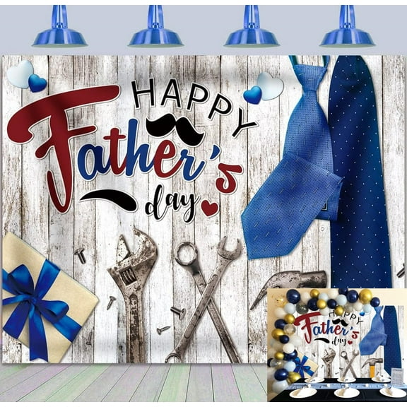 7x5FT Happy Father's Day Background Tie Fixing Tools Best Dad Father's Day Party Banner Family Festival Photo Supplies
