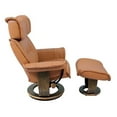 thumbnail image 4 of Pemberly Row Contemporary Caramel Leather Swivel Recliner with Matching Ottoman, 4 of 6