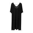 thumbnail image 2 of Warop Women's Solid Color Modal V-Neck Long Sleeve Nightgown for Home and Sleep, 2 of 5
