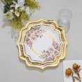 thumbnail image 4 of BalsaCircle 25 White 8" Floral Disposable Dinner Salad Paper Plates Gold Scallop Trim Party Decorations, 4 of 8