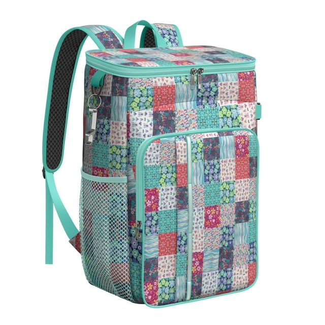 Floral Aesthetic Insulated Cooler Backpack - 20L Soft Cooler Bag, Earthy Style for Picnic