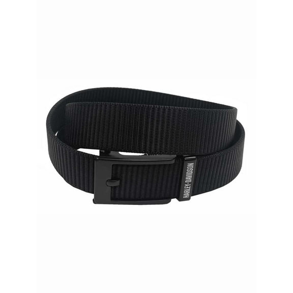Harley-Davidson Men's Matte Black H-D Ratchet Buckle Nylon Belt – Black (L), Harley Davidson