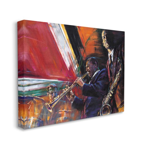 Stupell Industries Abstract Blues Jazz Musicians Traditional Instruments Canvas Wall Art by Jin G. Kam