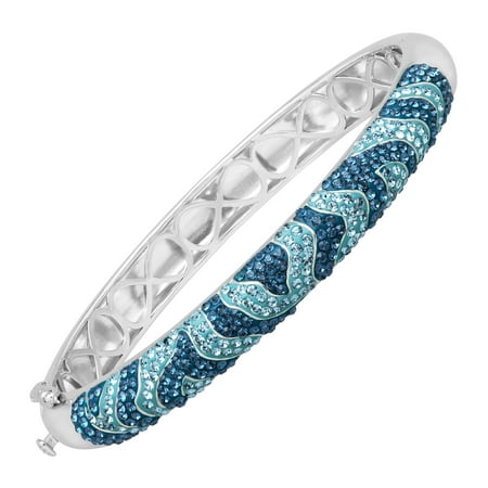 Luminesse Bangle Bracelet with Swarovski Crystals in Sterling Silver