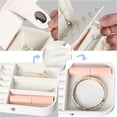 thumbnail image 2 of Cajas organizadoras de joyas de viaje de 2 capas para mujeres y niñas, soporte de almacenamiento de joyas portátil de cuero PU para pendientes, anillos, collares, pulseras, 16*11*5 cm, 2 of 6