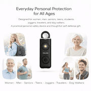POLICE Personal Safety Alarm Keychain, 130DB Loud Rechargeable Emergency Alarm with LED Flashlight & SOS, Self Defense for Women, Kids, Seniors, Black