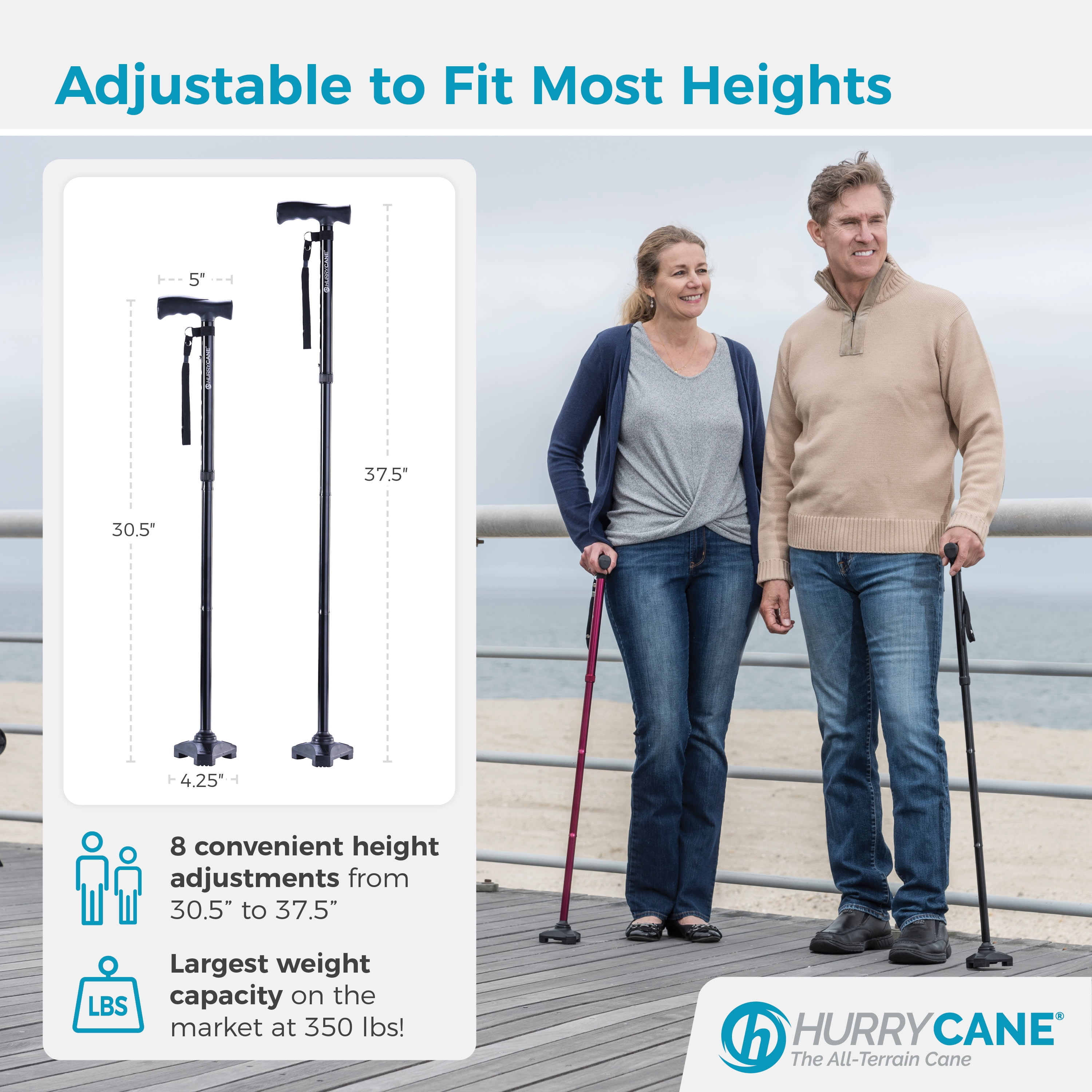 HurryCane Freedom Edition Walking Foldable Cane, Adjustable