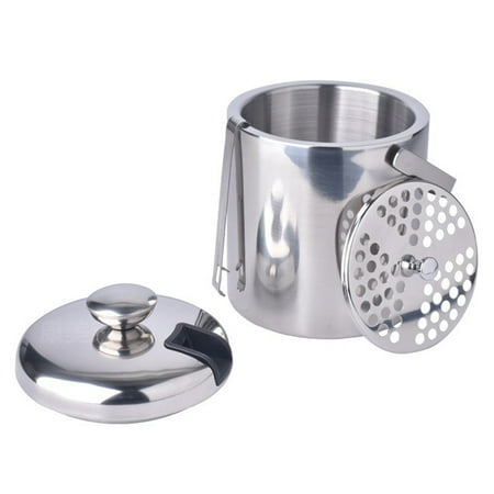 

TBOLINE Wine Beer Ice Bucket Stainless Steel Bar Ice Cube Container with Tongs Clip