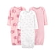 thumbnail image 1 of Bata de dormir Simple Joys de Carter's Baby Girls Cotton NB, paquete de 3, 1 of 4