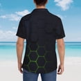 thumbnail image 4 of Fotbe Modern Hexagonal Neon Grid Camisa Hawaiana para Hombre Unisex – Camisa Casual de Verano con Botones de Manga Corta de Algodón y Lino,Small, 4 of 7
